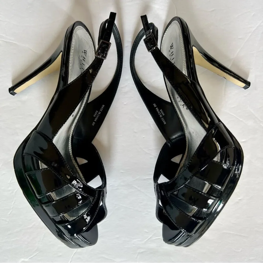 White House Black Market Kara Slingback Black Platform Sandals Size 8M